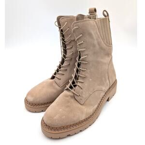 Sam Edelman Lex Ankle Combat Boots Lace-Up Round Toe Women's Tan Size US7M EU37
